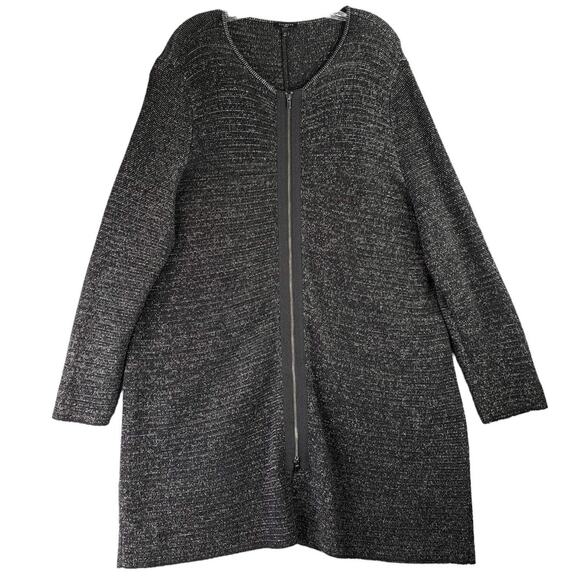 Talbots Cardigan Sweater Womens Plus Size 2X Cotton LS Zip Up Chunky Knit Black - Picture 1 of 7